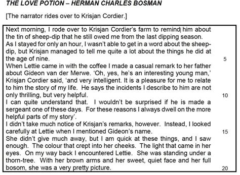 The Love Potion Short Story Grade 11 Questions and Answers.